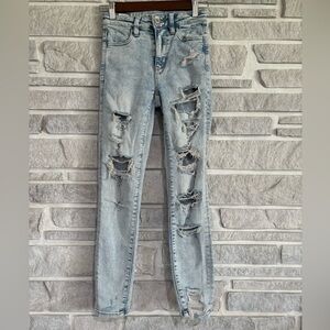 AE Distressed Super Hi-rise Next Level Stretch Jeggings Size 00